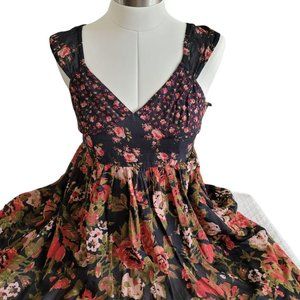 Free People Black Floral Dress Size XS JJ744